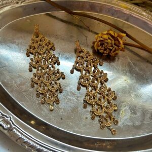 Hollywood Glamour Gold Chandelier Earrings